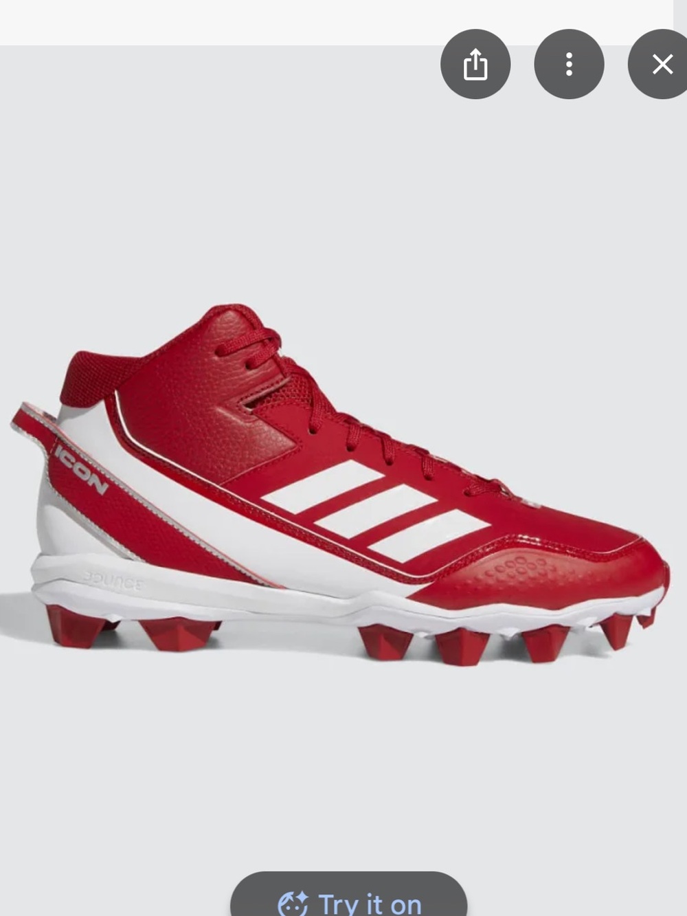 New Men’s Size 15 adidas Icon 7 Mid MD Baseball Cleats - Red & White
